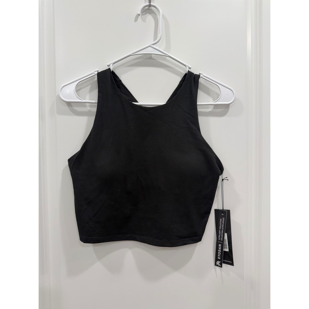 Kyodan Ultra-Soft Black Active Tank Top High Neck Crop Medium